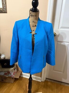 Cobalt Textured Open-Front Blazer